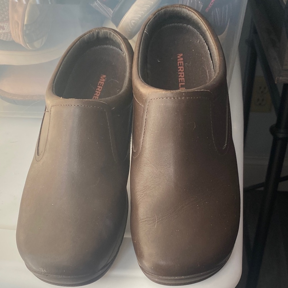 Women’s Merrell Dark Brown Leather Slip-Ons
